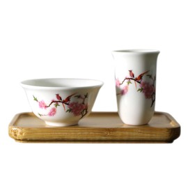 Chinese Tea Set, Tea Utensils, Sumika Cup Set, 2 Types, Tea Pot, Oolong Tea, Jasmine Tea (Cherry Blossom and Bird)