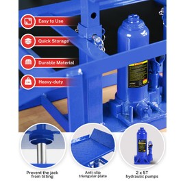 5 Ton Hydraulic Car Ramps, Adjustable 9.3-14 Inch Vehicle Lift Ramps for Cars/SUVs/Trucks, Anti-Slip Steel Auto Repair Ramps with Safety Chain Bolt, Garage Workshop Tools