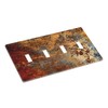 Aged Old Burnt Orange/Brown Copper Rust Metal Decorative 4-Gang Quad