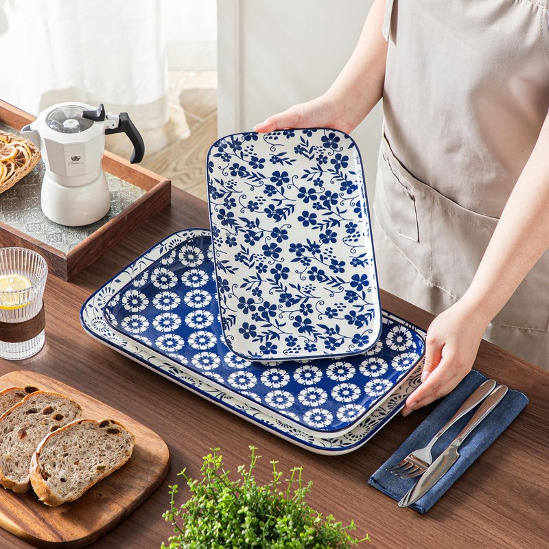 vancasso Serving Platters Set of 3, 16"/14"/12" Inch Rectangular Trays