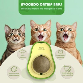 Chouchouter Cat Nip Ball, Catnip Wall Balls Snack Teeth Washing Healthy Rotatable Treats Toys, Kitten Playing Toy for Indoor, Cats Soothing Catnip (Avocado)