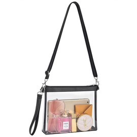 USPECLARE Clear Crossbody Purse Bag Stadium Approved Clear Tote Bag for Work Concert Sports(Clear Black)