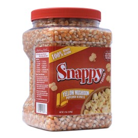 Snappy Yellow Mushroom Popcorn Kernels for Popping with Popcorn Machine, Air Popper or Stove Top, 4 lb. Resealable Jar