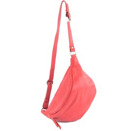 modamoda de - T77 - Italian hip bag, bum bag medium made of soft leather (Bubble Gum)