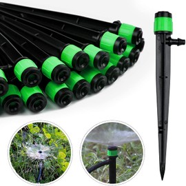 Kalolary 100pcs Garden Irrigation Dripper 360 Degree Adjustable Irrigation Sprinkler for 1/4 (4-7 mm) Drip Irrigation Tube for Garden, Greenhouse, Lawn Watering (Green)