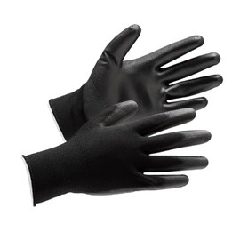Midori Anzen NP180DB Quality Control Urethane Gloves, Work Fit, Flexible, Thin, Black, S, 10 Pairs/Bag