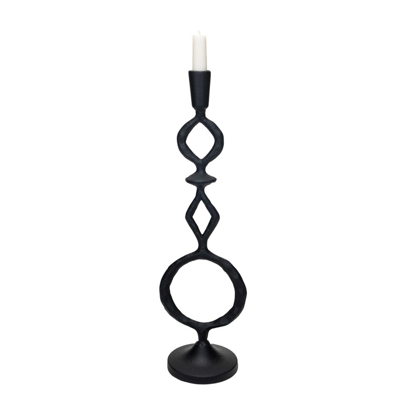 Bloomingville Decorative Cast Metal Taper Candle Holder, Black