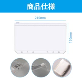 YFFSFDC Binder Pockets, 10 Pack A5 Size 6 Hole Zipper Folders, Organizers Refill, Zipper Looseleaf PVC Waterproof Translucent Multi-functional Stationery Notebook Refill