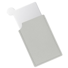 QUARKZMAN Kleiner Taschenspiegel für die kompakter Make-up-Spiegel aus Edelstahl mit Ledertasche, Reisespiegel Handspiegel für Frauen, Geschenk (Grau, 2,5 x 3,66")