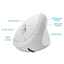 KUYHRF Ergonomic Mouse,Vertical Mouse, Mouse Ergonomic, 800 / 1200 /1600 DPI, 5 Buttons for Laptop/Desktop/PC/MacBook,Optical Vertical Mouse