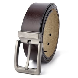 Grade Men's Genuine Leather Belt, Business Casual, Buckle, Adjustable Length, dark brown