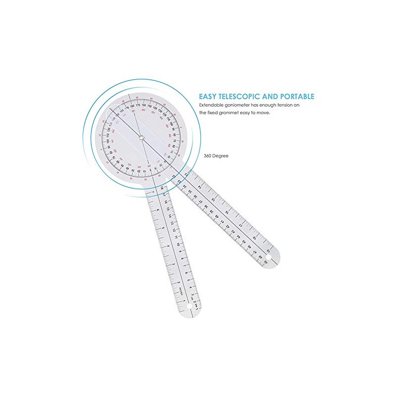 Teppich 3Pcs Goniometer 6/8/12 Inch Occupational Therapy Protractor Tool Measuring