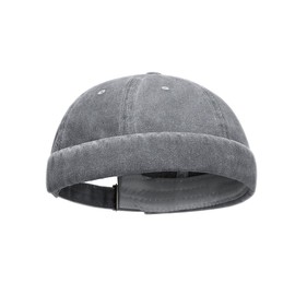 XYX Retro Beanie Hat Brimless Skull Hat Washed Cotton Rolled Cuff Sailor Cap for Men/Women (US, Alpha, One Size, Grey)