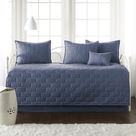 Brickyard Collection - Premium Quality, Soft, Wrinkle, Fade, & Stain Resistant, Easy Care, Daybed Cover Set, Twin, Dark Blue