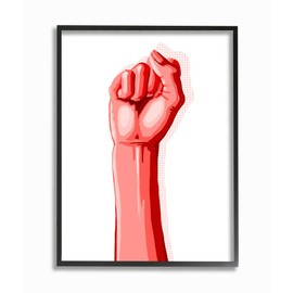 Stupell Industries Modern Raised Fist Patterned Shadow Red White, Designed by Grace Pop Wall Art, 11 x 14, Black Framed