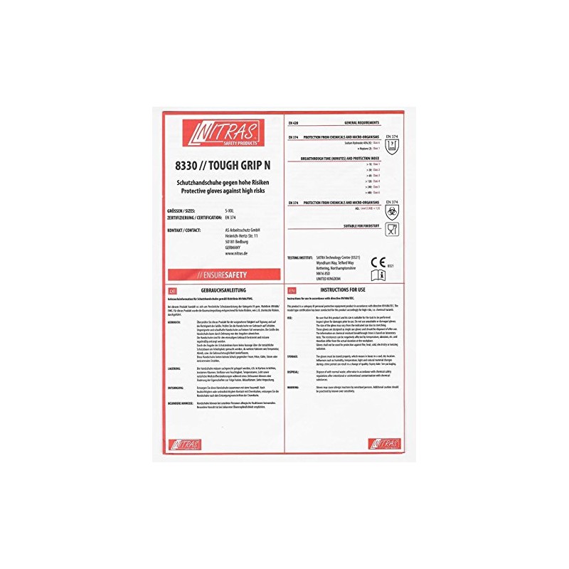 Pack of 50 Nitrile Disposable Gloves with Optimised Grip Nitras