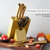 8-Piece Luxury Gold Kitchen Knife Set with Wooden Block Non-Rust