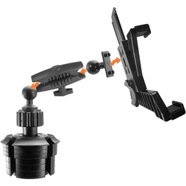 iBOLT Custom Industry Standard Adjustable Cup Holder Mount - Featuring Our Heavy Duty 25mm / 1 inch Dual Socket Ball Mount- for Phones, Tablets, Barcode scanners, Vesa 75/ 100, etc.