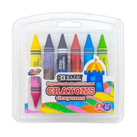 BAZIC Dual Sided Super Jumbo Crayons Premium 12 Colors, Non Toxic Drawing Crayons, Gift for Student, 1-Pack