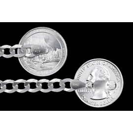 Men's 5.5mm Solid .925 Sterling Silver Flat Curb Chain Link Italy Necklace