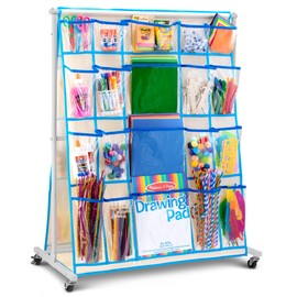 Craft Rolling Cart with Wheels - 40 Storage Pockets - Portable Organizer for Arts & Craft Supplies