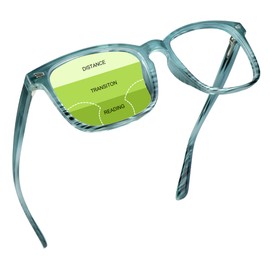 YEIN Progressive Multifocus Reading Glasses, Spring Hinge Blue Light Blocking Glasses for Women Men, No Line Multifocal Readers with Clear Lenses (+0.00/+1.00 magnification)