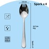 Alata Sporks, 4-Pack Food-Grade Stainless Steel Sporks, 7.4 Inch Long