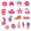 17Pcs Pink Preppy Iron on Patches Mixed Cute Cartoon Sew