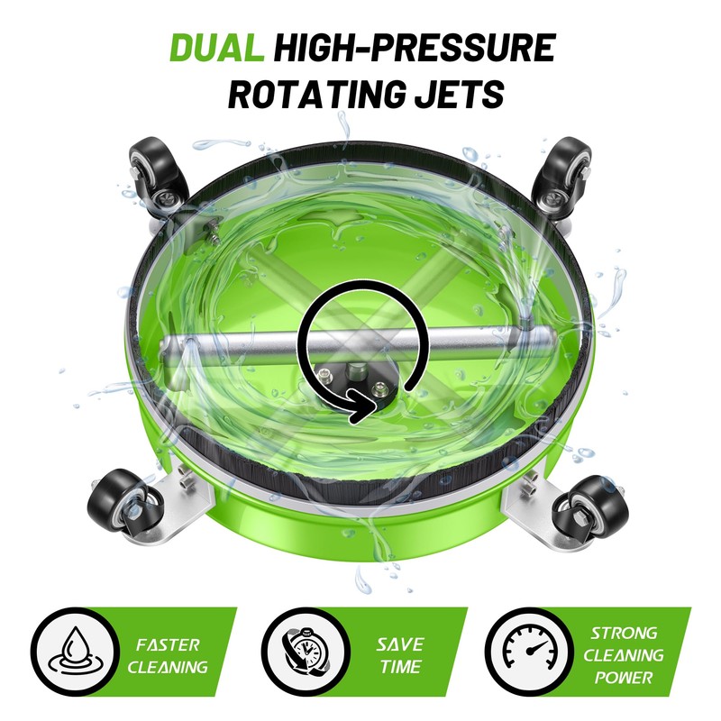 LidoDola 14'' Pressure Washer Surface Cleaner Green, Power Washer Accessory