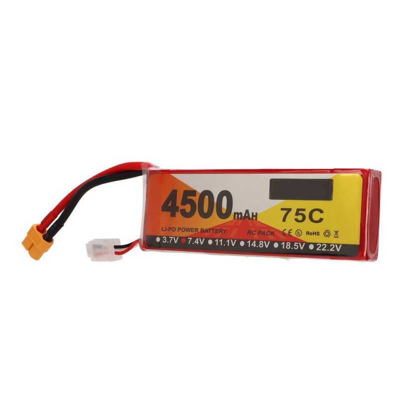 Lipo Battery 75C Discharge Rate 4500mAh Capacity 7.4V 2S Lipo