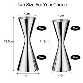 Cocktail Jigger for Bartender Double Japanese Style Jigger with Inside Measurements Bar Tool Shot Measure Jigger, 304 Stainless Steel (30/45ml)