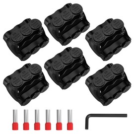 Joinfworld 3 Port Insulated Multi Tap Connector Dual Entry 2/0-6 AWG Aluminum to Copper Wire Connectors Aluminum Insulated Wire Splice Connectors with Slotted Allen Hex - 6 Pack