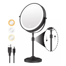 Erlingeryi Espejo De Maquillaje Iluminado 9 Con Aumento De 1x 10x, Espe