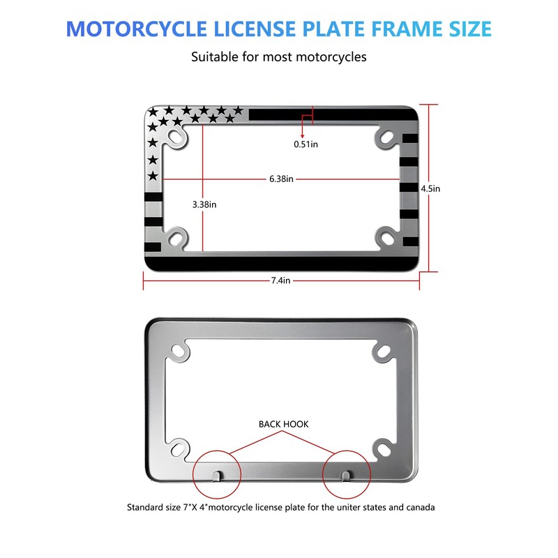 Motorcycle License Plate Frame, Motorcycle Flag Plate Holder Mount