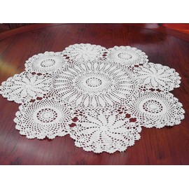 Damanni Cotton Handmade Crochet Lace Tablecloth Doilies Doily,Round,White,27 Inch