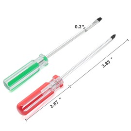 Piutouyar Magnetic Screwdriver Set 2 PCS, 4 Inch Steel Shaft Magnetic 5mm Phillips and Flat Head Tips Screwdriver for Computer Repairing, Automobile Tools and Home Appliances