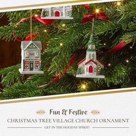 Spode Christmas Tree Village Church LED Ornament | Christmas Decorations | 4 Inch Christmas Ornaments | Christmas Decor for Christmas Trees