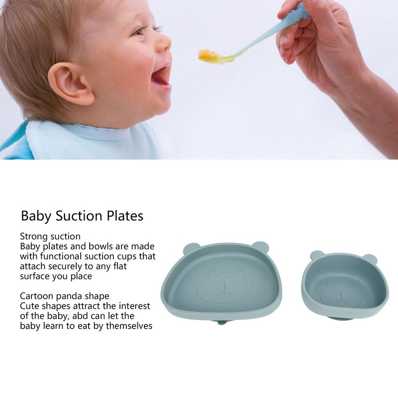 Baby Suction Plates Panda Shaped Powerful Suction Silicone Kid Suction