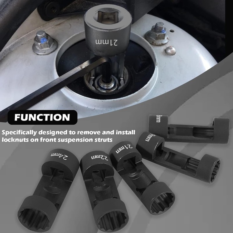 CTcar Nut Socket, Strut Socket Tool 5 Pieces 12 Point
