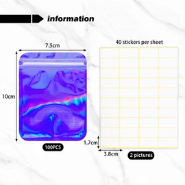 100 Pieces of Ziplock Bags and 80 Pieces of Label Stickers, Multifunctional Sealing Bags, Jewelry Bags, Reusable Storage Bags, Food Storage Bags