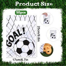 YQQYG 50 PCS Soccer Snack Bags for Team, Plastic Soccer Goodie Bags Candy Treat Gift Bag, Football Party Favor Bag for Games Sports Events Decorations