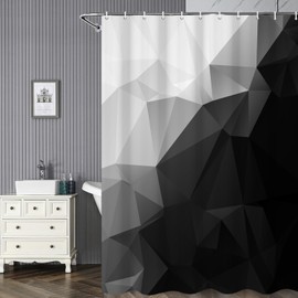 Umpoo Black and White Bathroom Shower Curtain Abstract Stereoscopic Geometric Pattern Shower Curtain with Hooks Polyester Waterproof Fabric Modern Minimalist Art Shower Curtain Decor, 72x84 Inch