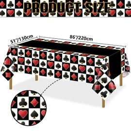 APUXXJUPA 4 Pcs Casino Tablecloths, Black Poker Table Cover Disposable Playing Card Tablecloth for Casino Theme Party Decorations Poker Game Birthday Supplies