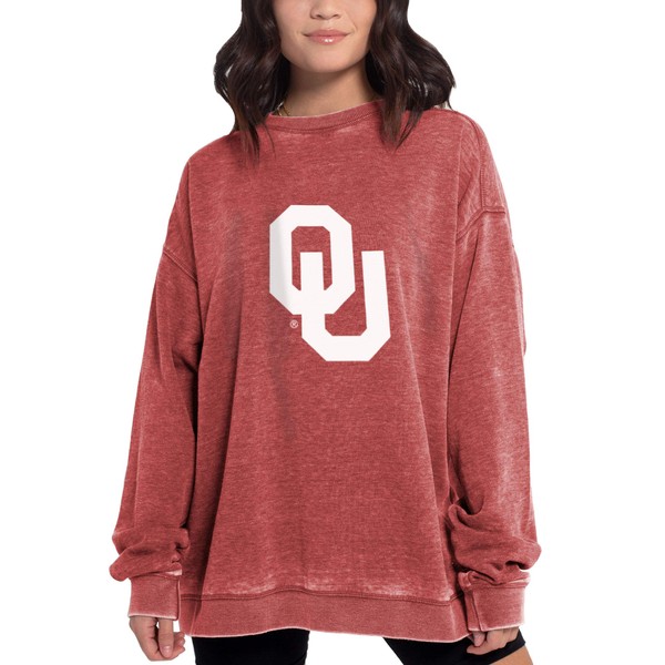 chicka-d chicka-d NCAA Oklahoma Sooners Womens Campus Pullover, Cardinal, Large
