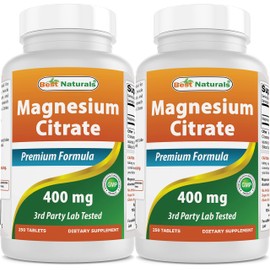 Best Naturals Citrato de Magnesio (Citrato de Magnesio) 400mg 250 Tabletas (400 mg de Magnesio Elemental por 2 Tabletas) (2)                          
