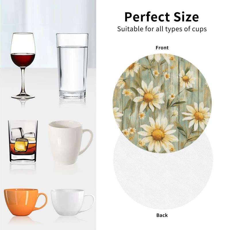 OEDTF Coasters Set of 6, Desktop Protection, Easy Clean, Waterproof,