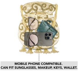 Aheli Indian Potli Bags Gift for Women Evening Bag Clutch Ethnic Bride Purse with Drawstring