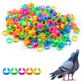 Hitefu 300PCS Bird Leg Rings, 8 mm Multi-Colour Numbered Chicken Leg Bands, Poultry Identification Foot Bands Clip on Leg Rings for Pigeons Bantam Dove Finch Duck Lovebird