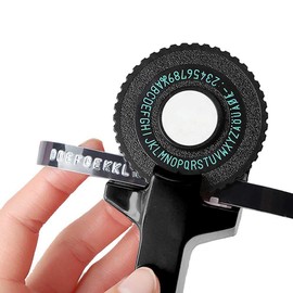 Embossing Label Maker Machine with Tape Portable 3D Mini Label Maker Label Printer Click Small Model Manual DIY Lettering Label Printer Machine with for DYMO Printer Cutting Black Tape for Home Office
