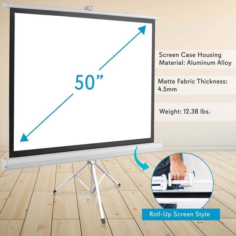 Pyle 50 Inch Portable Projector Screen with Tripod Stand –